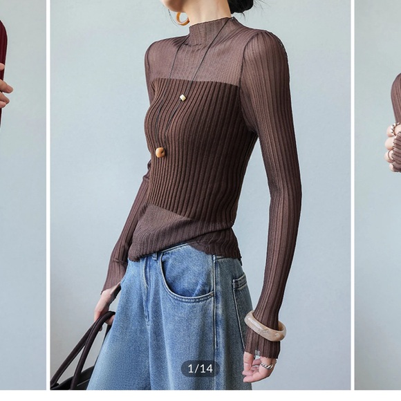 Commense Deep Burgundy Ribbed Turtleneck Sweater - Picture 4 of 5